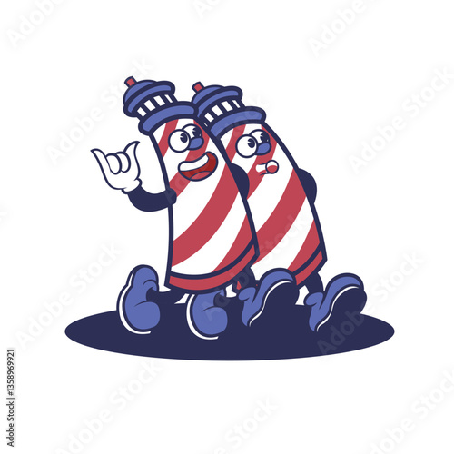 Lighthouse mascot logo walking up together template logo