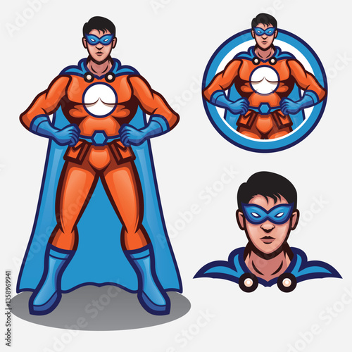 Superhero mascot logo template for organization or company