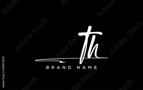 TH letter beauty handwriting vector logo.