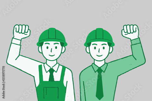 Construction Workers Celebrating Success: Unity, Achievement, Progress, and Teamwork Illustrated 