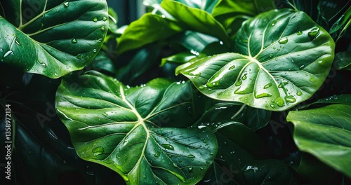 Close-up of a fiddle-leaf fig highlighting its large, shiny green leaves with noticeable veins. This well-liked houseplant brings a hint of tropical sophistication to any indoor setting.