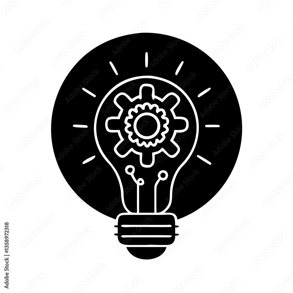 Lightbulb with gear inside for innovation icon Lightbulb with gear inside for innovation icon