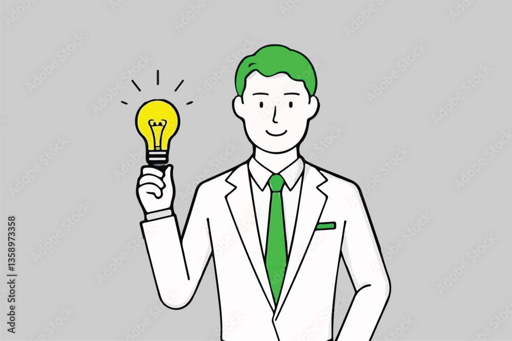 Bright Idea Man: Holding Glowing Light Bulb, Innovation Concept Bright Idea Man: Holding Glowing Light Bulb, Innovation Concept