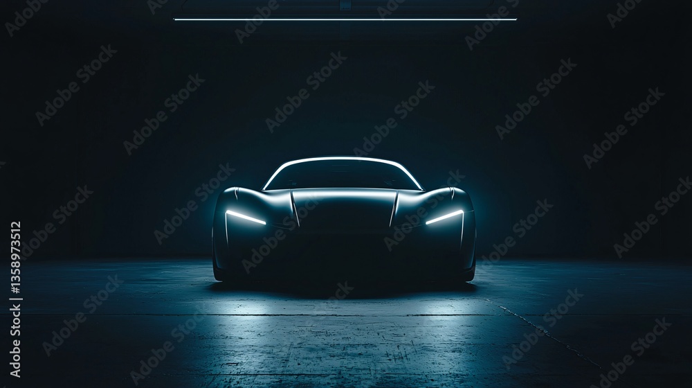 Electric supercar with holographic projection headlights. Electric supercar with holographic projection headlights.
