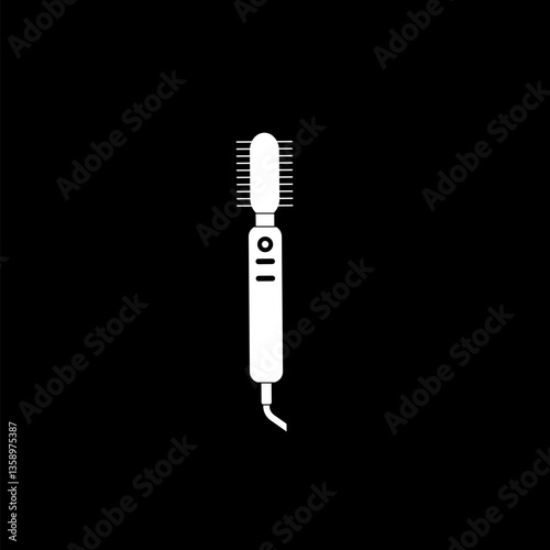 Electric hair brush icon  isolated on black background