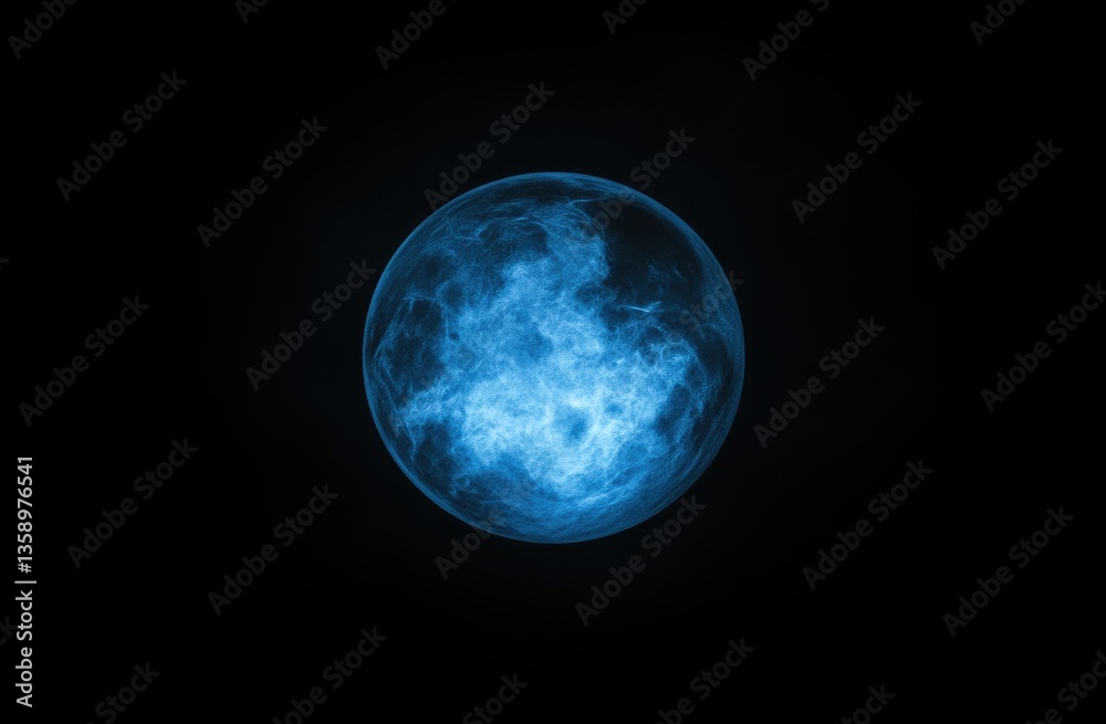 Naklejka premium Celestial sphere, vibrant blue, swirling nebula