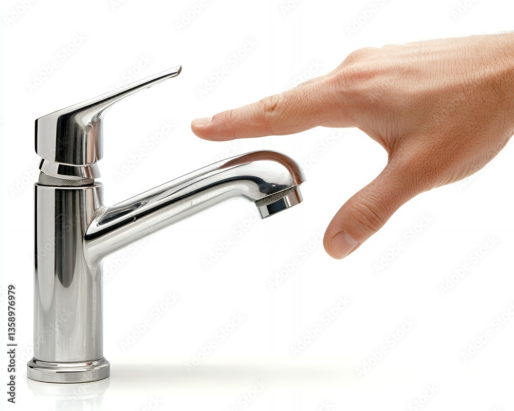 Modern Chrome Faucet Water Tap Hand Closeup Design life home metal shiny clean still decor Modern Chrome Faucet Water Tap Hand Closeup Design life home metal shiny clean still decor