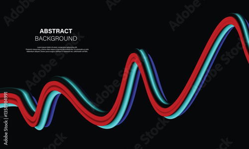 Abstract background premium design 3d fluid colorful red blue on black vector design.