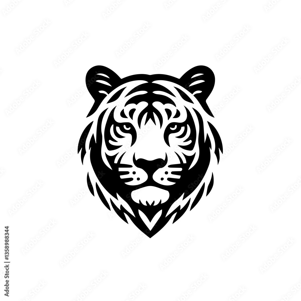 Fierce Tribal Tiger Head Logo Vector, Wild Animal Face Illustration, Black and White Ink Tattoo Design, Majestic Jungle Predator, Powerful Big Cat Emblem, Wildlife Art, Mascot Symbol, Graphic Icon Fierce Tribal Tiger Head Logo Vector, Wild Animal Face Illustration, Black and White Ink Tattoo Design, Majestic Jungle Predator, Powerful Big Cat Emblem, Wildlife Art, Mascot Symbol, Graphic Icon