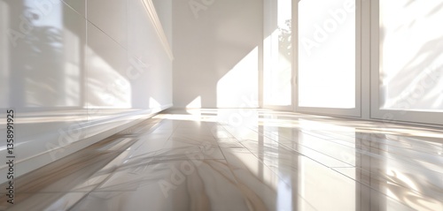 Bright modern interior with polished wood floor