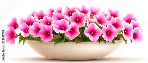 A Ceramic Bowl Displaying Vivid Pink Flowers in a Floral Arrangement