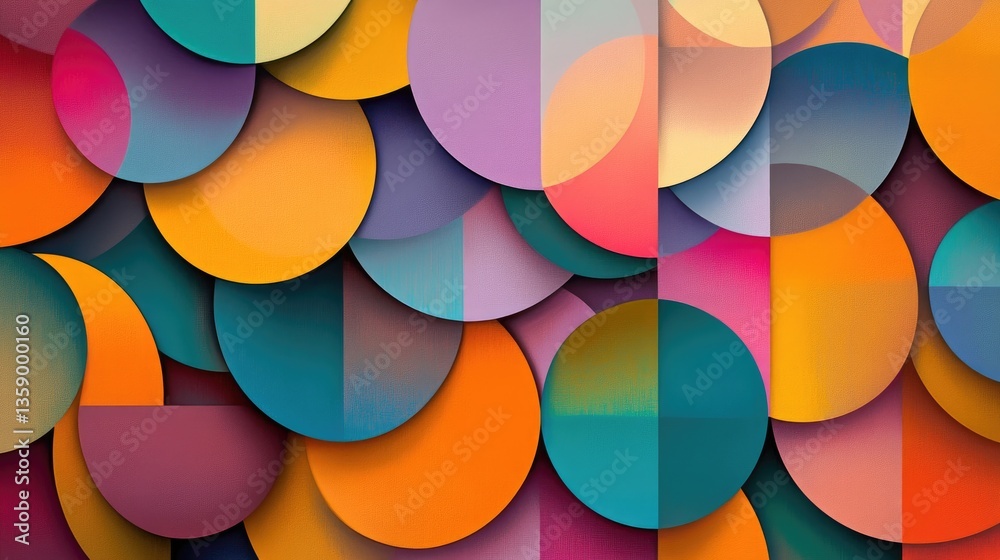 Obraz premium Colorful Abstract Design with Geometric Shapes and Vibrant Patterns in a Modern Art Style