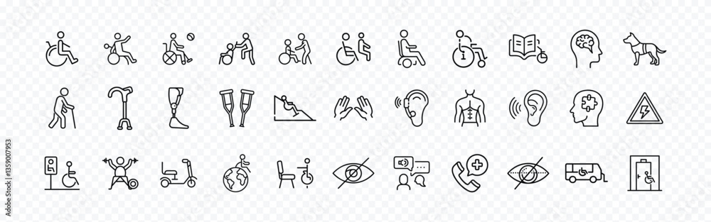 Accessibility and Disability Icons Set, Minimalist Disability Icon Set - Accessibility, Inclusion and Assistive Support Vector Collection Accessibility and Disability Icons Set, Minimalist Disability Icon Set - Accessibility, Inclusion and Assistive Support Vector Collection
