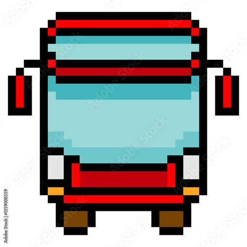 Bus front view in pixel art