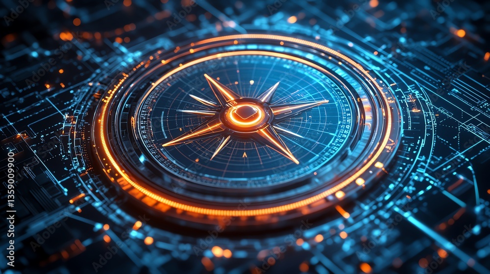 custom made wallpaper toronto digitalAdvanced digital compass design with illuminated paths on a blue backdrop, representing the cuttingedge navigation of online data through secure digital networks