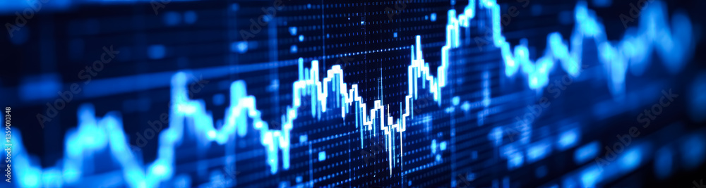 Fototapeta premium dynamic blue graphs and charts on dark background