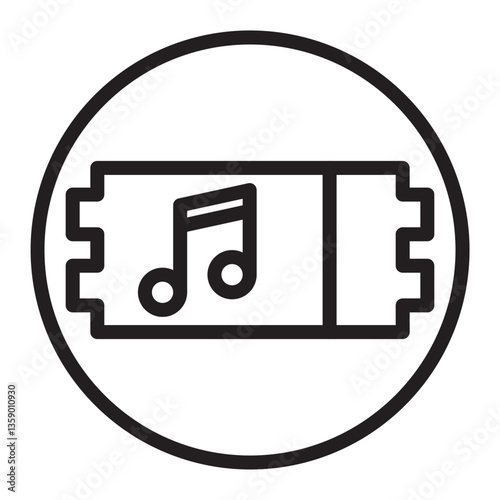 Rap Festival Ticket   Vector Line Icon Design