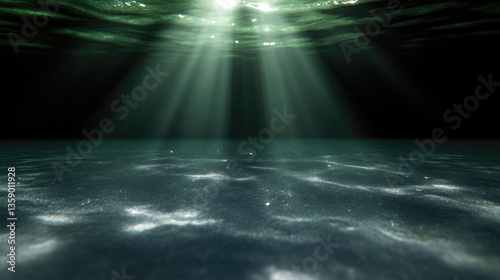 Underwater scene with sunlight beams penetrating the dark depths (1)