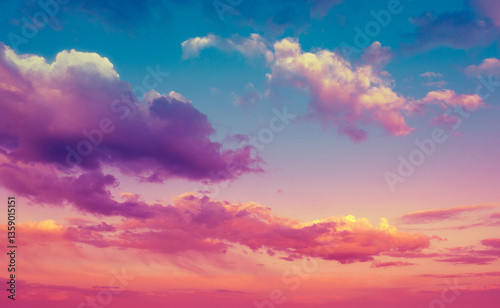 Fototapeta Naklejka Na Ścianę i Meble -  Colorful cloudy sky at sunset. Sky nature background