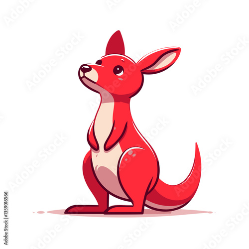 Cute red kangaroo cartoon with expressive face, standing pose. Perfect for Australian wildlife education and children's book illustrations.