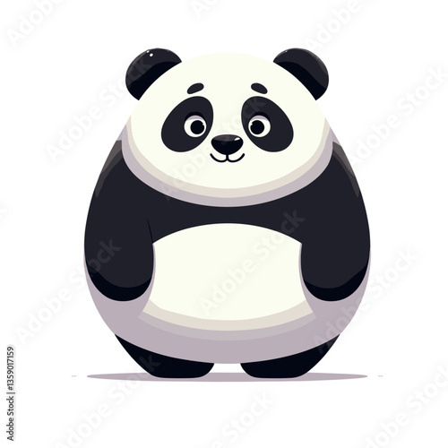 Cute cartoon panda with round body on white background. Ideal for wildlife conservation, Chinese cultural themes, or children's educational materials.