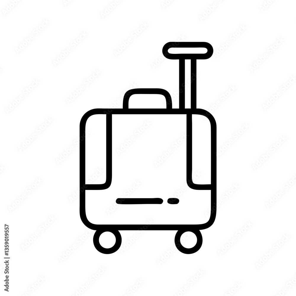 Outline of a wheeled suitcase on a plain background Outline of a wheeled suitcase on a plain background