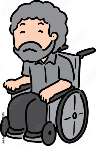 Illustration of elder man sitting on wheelchair

