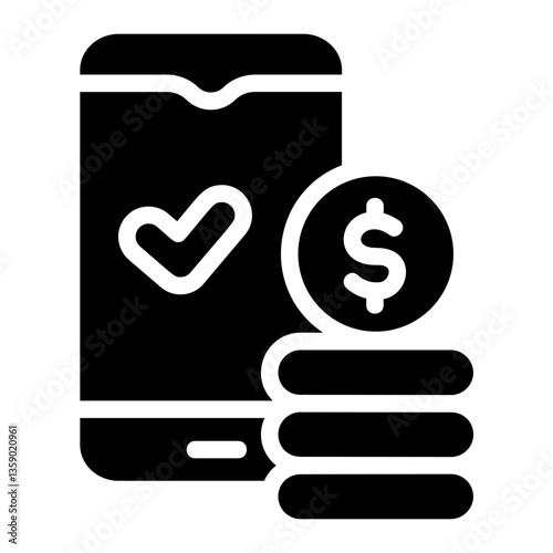 Digital transfer check Solid Icon