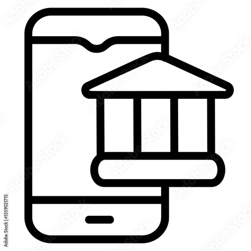 Electronic bank Line Icon