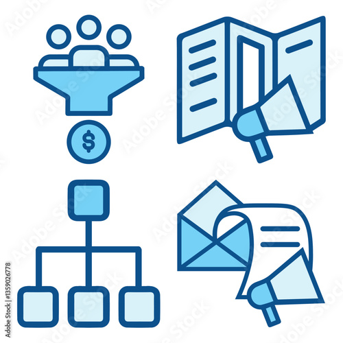 Fill Line Business Marketing Advertising Icons
