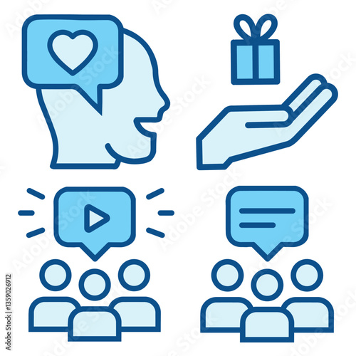 Fill Line Business Marketing Advertising Icons