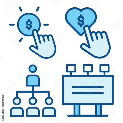 Fill Line Business Marketing Advertising Icons