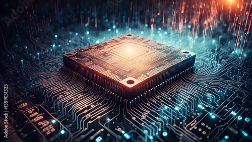 Glowing Central Processing Unit, Technological Heartbeat