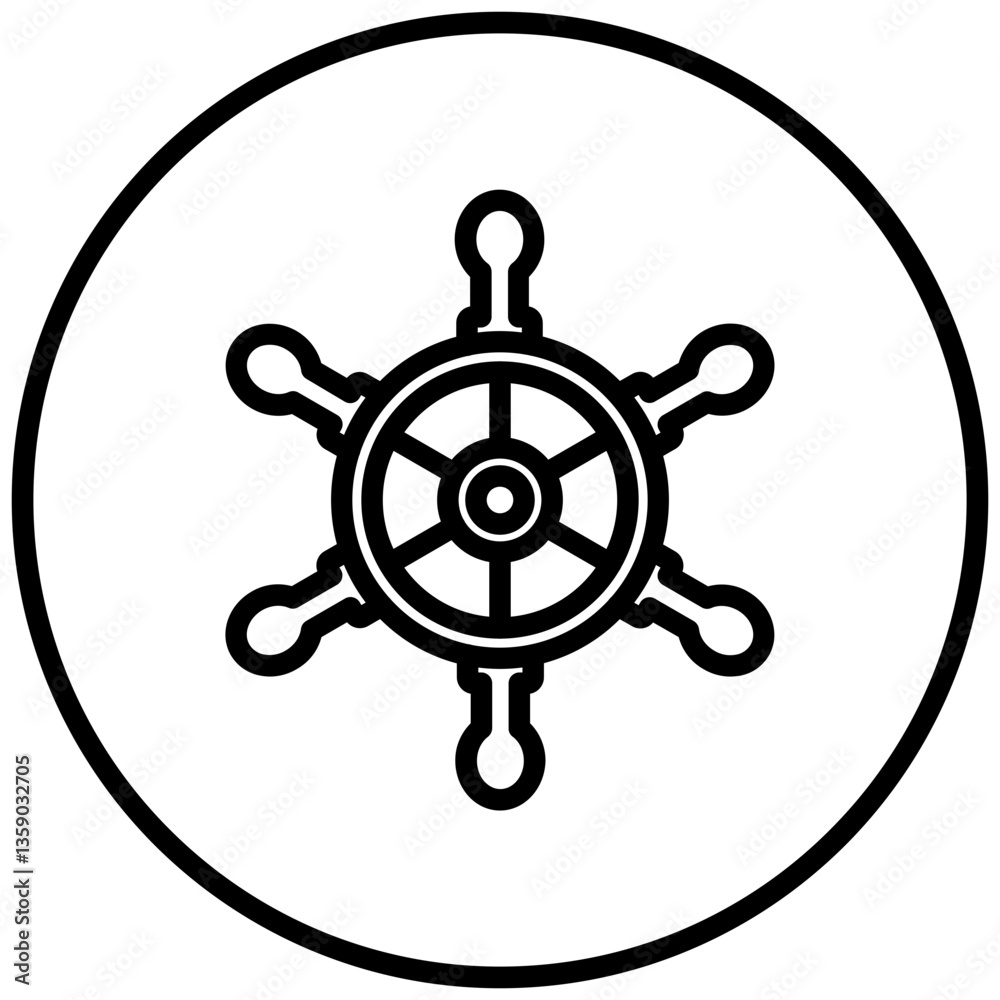Obraz premium Ship Wheel Icon Style