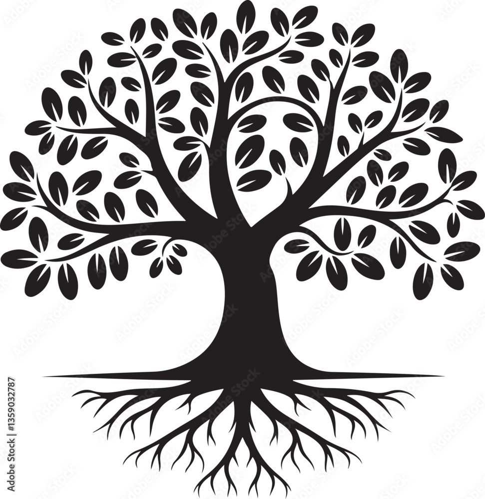 Obraz premium A big tree silhouette illustration vector .