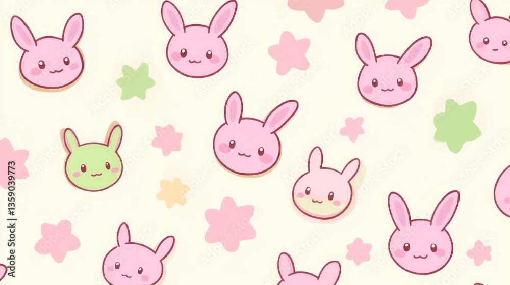 Cute Rabbits and Stars Pattern Cute Rabbits and Stars Pattern