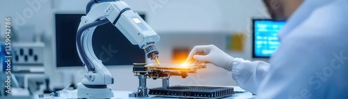 Precision in Motion: A Robotic Arm Handling a Delicate Wafer with Care and Accuracy