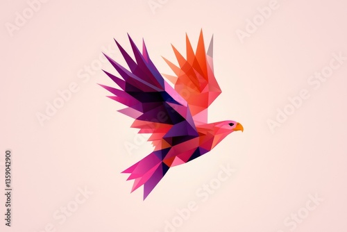 Geometric eagle soars against a pastel background, suitable for a logo design