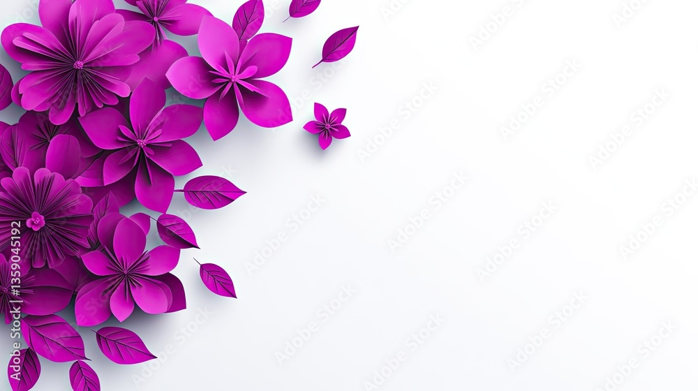 Fototapeta premium Vibrant Purple Paper Flowers: A Delicate Floral Arrangement