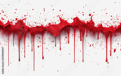Red Paint Splatter on White Background with Minimalist Design