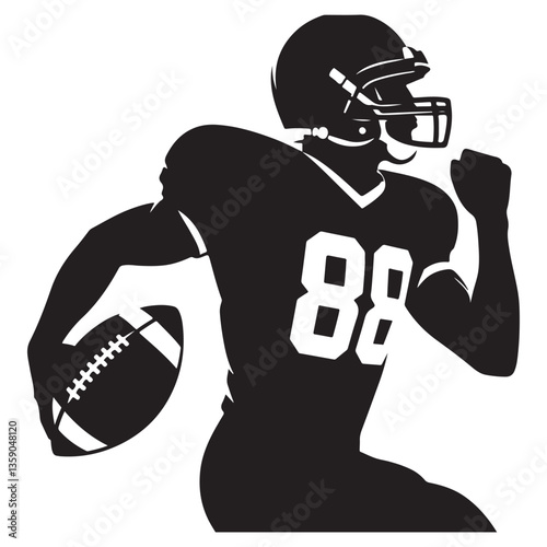 American Football Player Silhouette Illustration Running With Football Fast