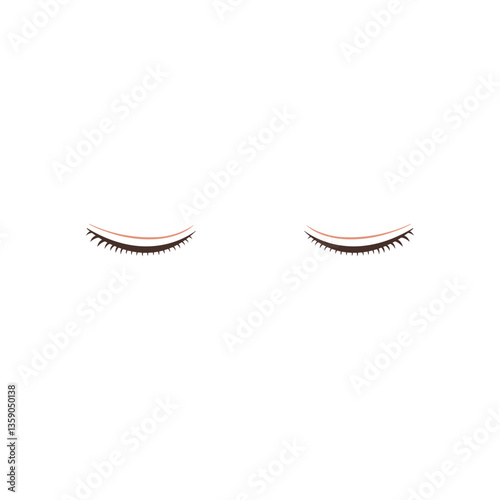 まつ毛が短い閉じた両目のイラスト
