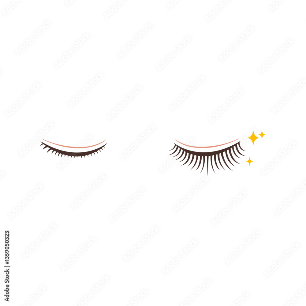 Obraz premium アイメイク前と後の比較 before after