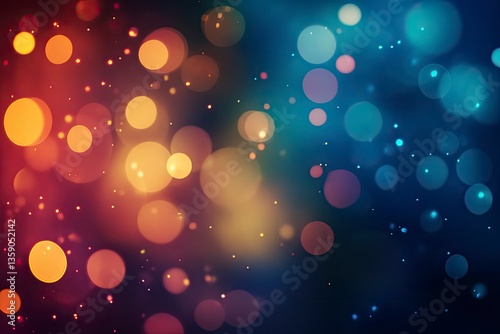 Abstract Bokeh Background with Orange Yellow and Blue Lights Effect