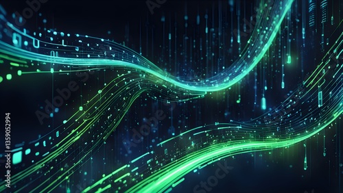 Abstract Digital Flow: Emerald Green Data Stream