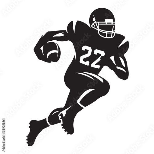 Running Back Power Silhouette American Football Player Vector Graphic