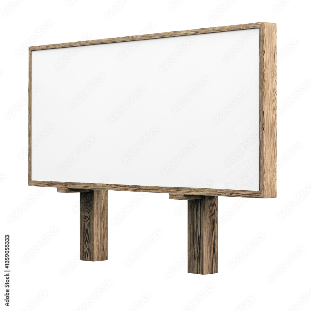 Fototapeta premium Empty Blank Billboard Sign on Wooden Frame for Advertising or Display Purposes