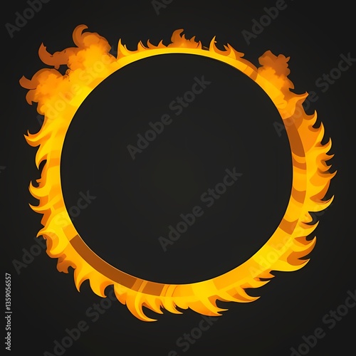 vector illustration of a fiery circle background