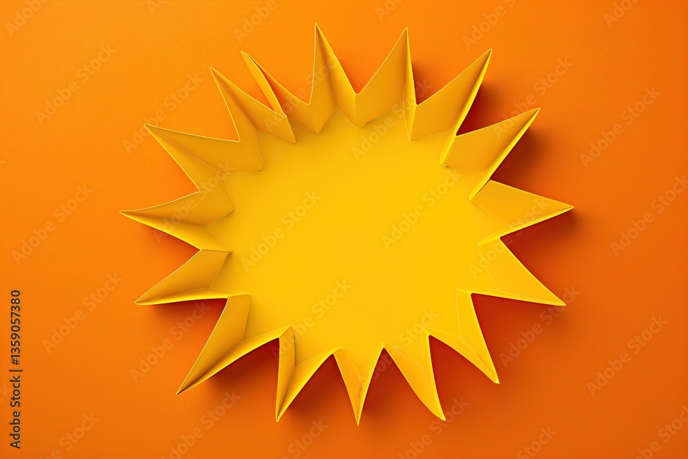 Yellow Paper Cutout Starburst Shape on Orange Background
Yellow Paper Cutout Starburst Shape on Orange Background