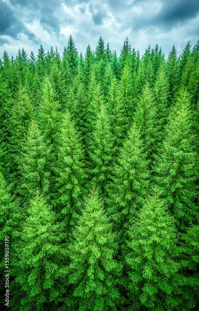 Obraz premium Top view of a young green forest in spring or summer isolated background 